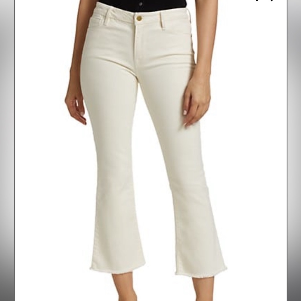 Frame Le Crop mini flare jeans with fray hem in au natural